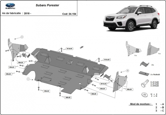 Motor en Radiator Beschermplaat voor Subaru Forester 5