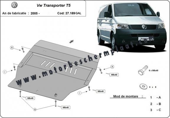 Motor, Versnellingsbak en Radiator gegalvaniseerd staal  Beschermplaat voor Volkswagen Transporter T5