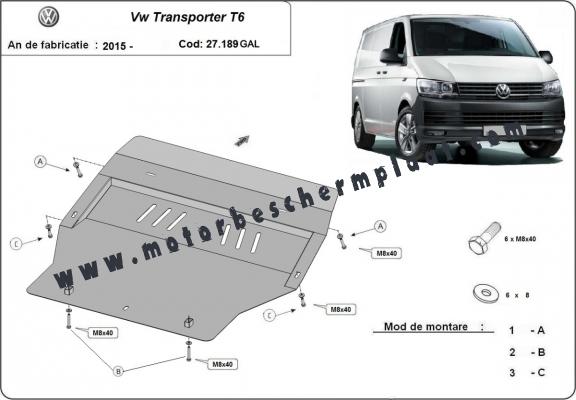 Motor, Versnellingsbak en Radiator gegalvaniseerd staal  Beschermplaat voor Volkswagen Transporter T6