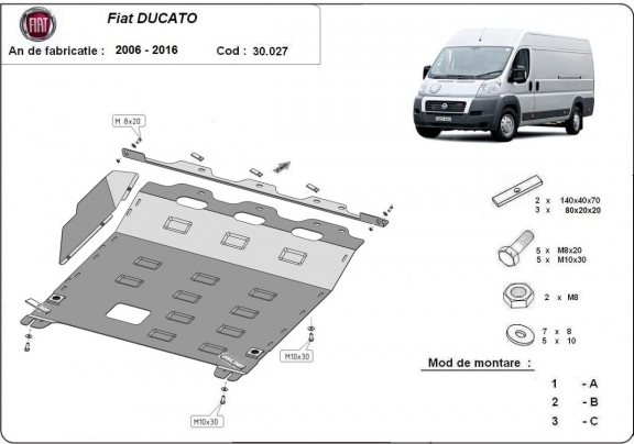 Motor, Versnellingsbak en Radiator Beschermplaat voor Fiat Ducato