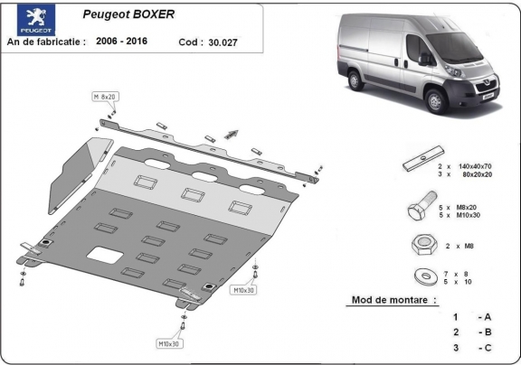 Motor en Versnellingsbak Beschermplaat voor Peugeot Boxer