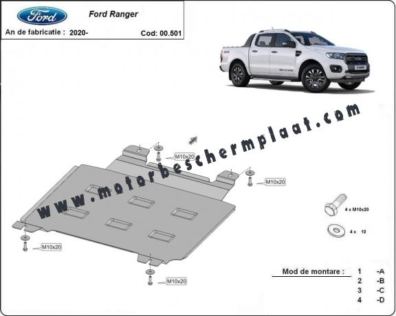 Versnellingsbak Beschermplaat voor Ford Ranger