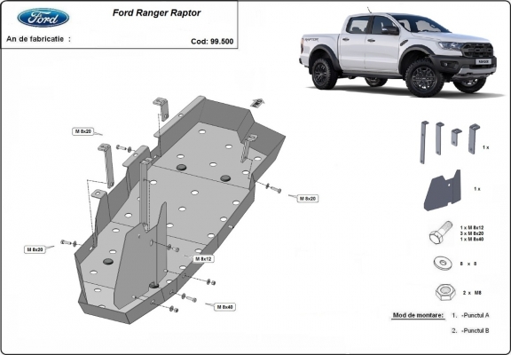 Brandstoftank Beschermplaat voor Ford Ranger Raptor