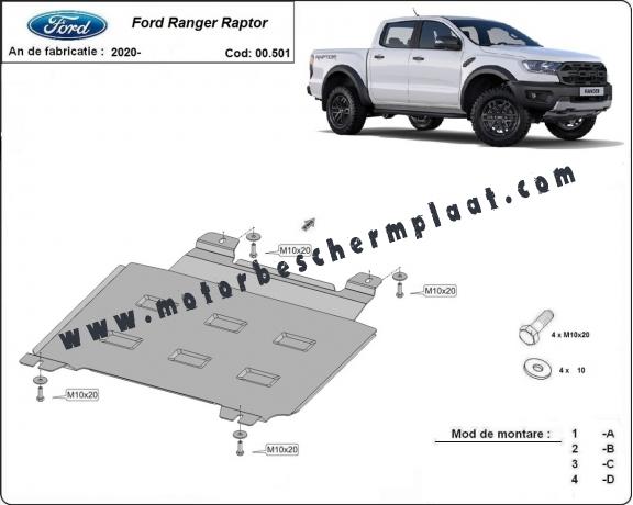 Versnellingsbak Beschermplaat voor Ford Ranger Raptor