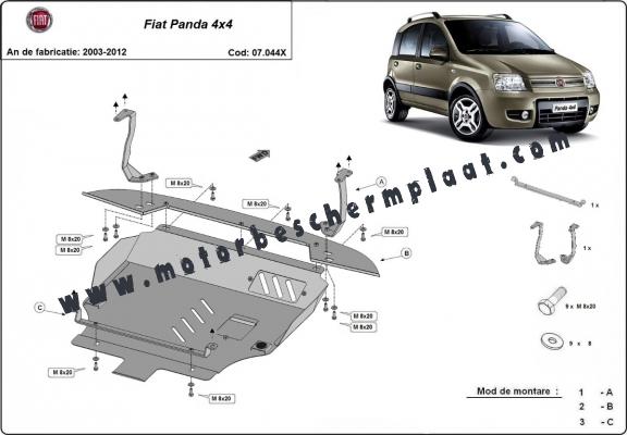 Motor, Versnellingsbak en Radiator Beschermplaat voor Fiat Panda 4x4