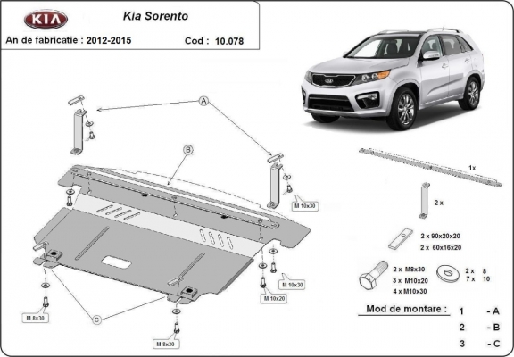 Motor en Versnellingsbak Beschermplaat voor Kia Sorento XM