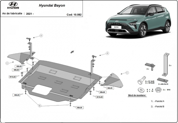 Motor, Versnellingsbak en Radiator Beschermplaat voor Hyundai Bayon