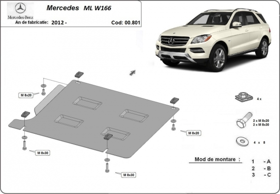 Versnellingsbak Beschermplaat voor Mercedes ML W166