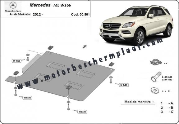 Versnellingsbak Beschermplaat voor Mercedes ML W166