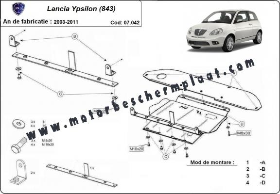 Motor, Versnellingsbak en Radiator Beschermplaat voor Lancia Ypsilon (843)