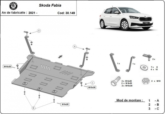 Motor en Versnellingsbak Beschermplaat voor Skoda Fabia