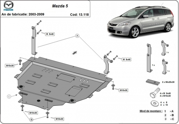 Motor, Versnellingsbak en Radiator Beschermplaat voor Mazda 5