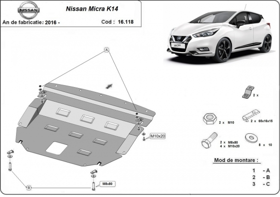 Motor Beschermplaat voor Nissan Micra