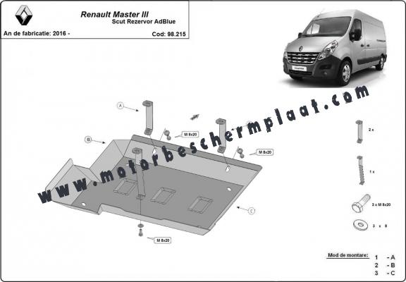 AdBlue tank Beschermplaat voor  Renault Master 3  - Model 3
