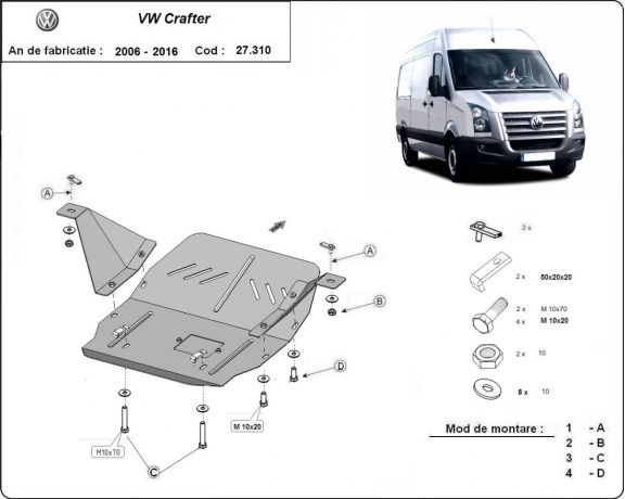Motor en Versnellingsbak Beschermplaat voor Volkswagen Crafter