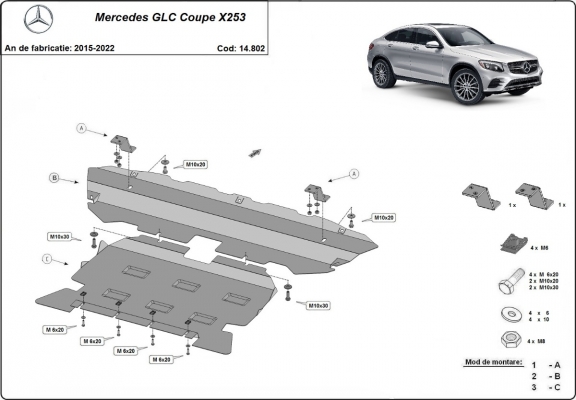 Motor Beschermplaat voor Mercedes GLC Coupe X253