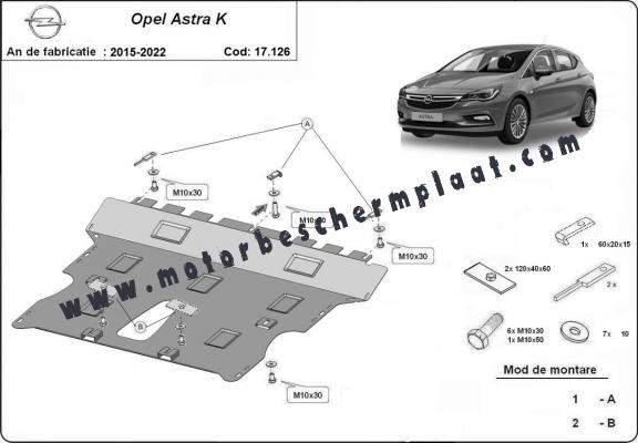 Motor, Versnellingsbak en Radiator Beschermplaat voor Opel Astra K