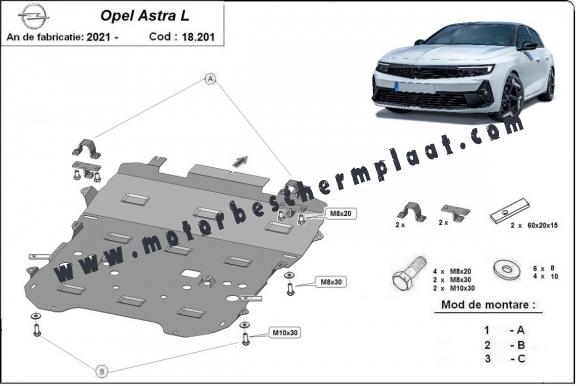 Motor, Versnellingsbak en Radiator Beschermplaat voor Opel Astra L