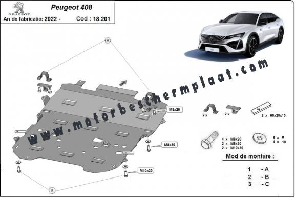 Motor, Versnellingsbak en Radiator Beschermplaat voor Peugeot 408