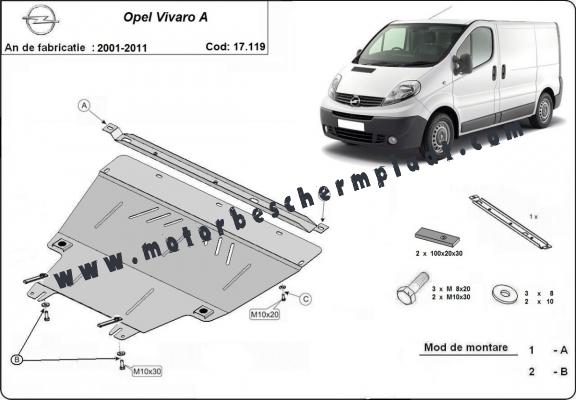 Motor, Versnellingsbak en Radiator Beschermplaat voor Opel Vivaro