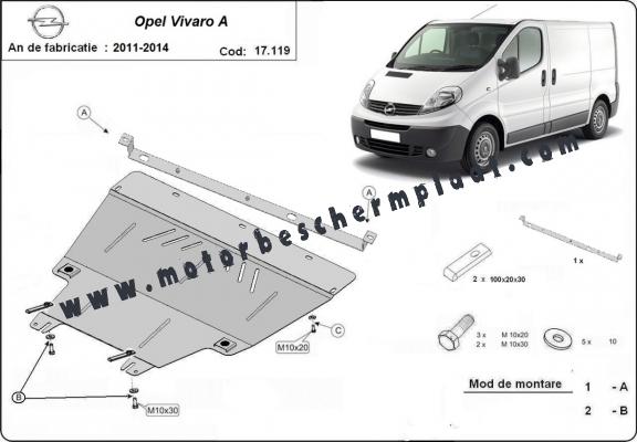 Motor, Versnellingsbak en Radiator Beschermplaat voor Opel Vivaro (2011-2014)