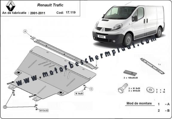 Motor, Versnellingsbak en Radiator Beschermplaat voor Renault Trafic