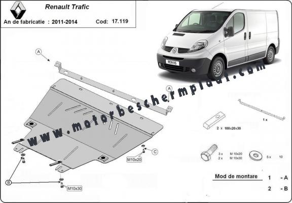 Motor, Versnellingsbak en Radiator Beschermplaat voor Renault Trafic (2011-2014)