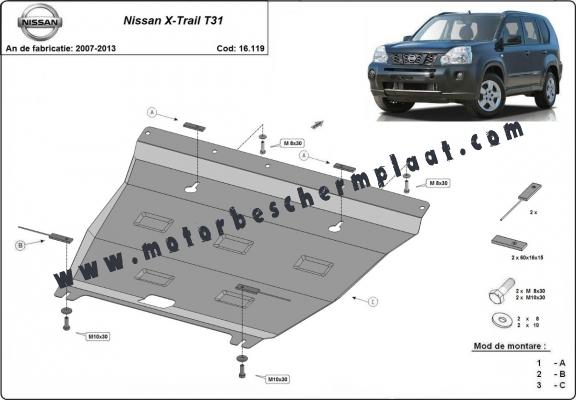 Motor, Versnellingsbak en Radiator Beschermplaat voor Nissan X-Trail T31 - Vers 2.0