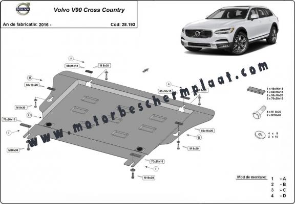 Motor, Versnellingsbak en Radiator Beschermplaat voor Volvo V90 Cross Country
