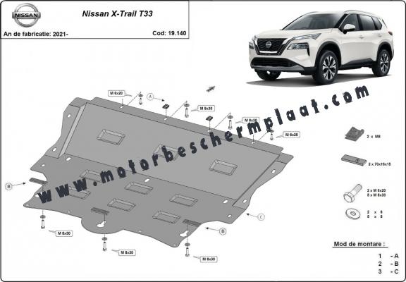 Motor, Versnellingsbak en Radiator Beschermplaat voor Nissan X-Trail T33