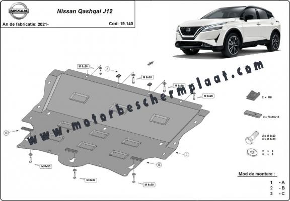 Motor, Versnellingsbak en Radiator Beschermplaat voor Nissan Qashqai J12