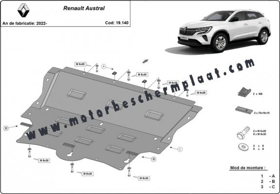 Motor en Versnellingsbak Beschermplaat voor Renault Austral