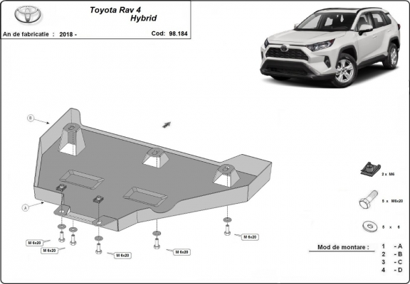 Differentieel Beschermplaat voor Toyota RAV 4 Hybrid