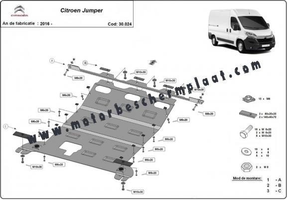 Motor, Versnellingsbak en Radiator Beschermplaat voor Citroen Jumper