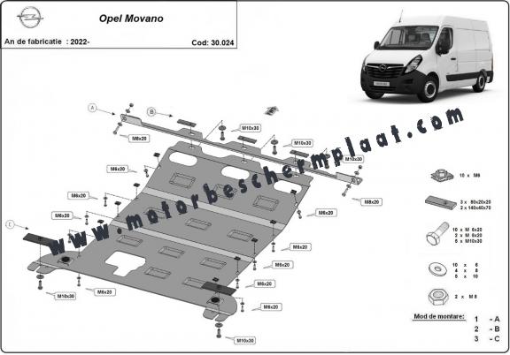 Motor en Versnellingsbak Beschermplaat voor Opel Movano