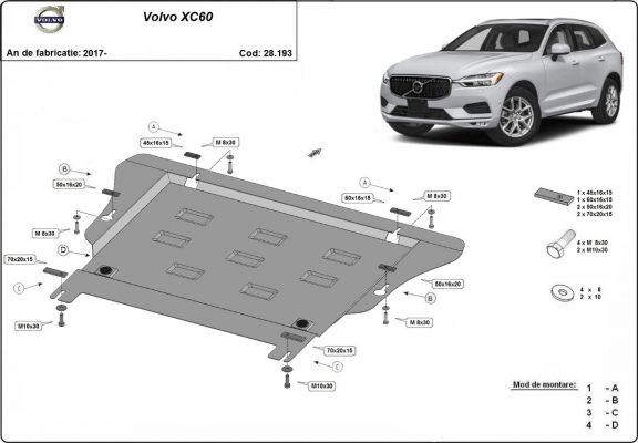 Motor, Versnellingsbak en Radiator Beschermplaat voor Volvo XC60