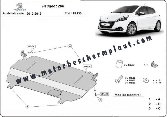Motor en Versnellingsbak Beschermplaat voor Peugeot 208