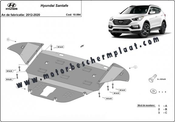 Motor, Versnellingsbak en Radiator Beschermplaat voor Hyundai Santa Fe