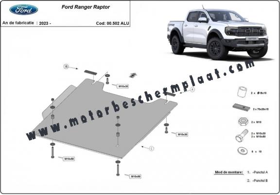 Tussenbak Beschermplaat Ford Ranger Raptor - Aluminium