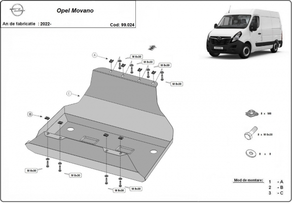 Brandstoftank Beschermplaat voor Opel Movano C 