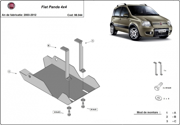 Differentieel Beschermplaat voor Fiat Panda 4x4