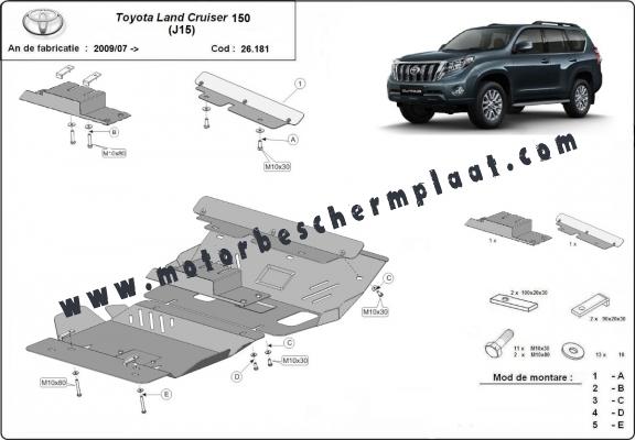 Motor  Beschermplaat voor Toyota Land Cruiser 150 - Aluminium