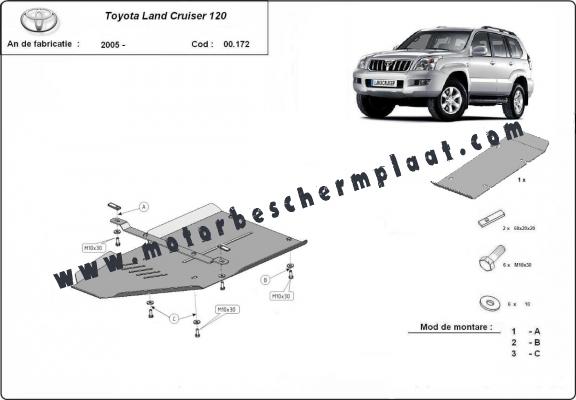 Versnellingsbak aluminium  Beschermplaat voor Toyota Land Cruiser J120