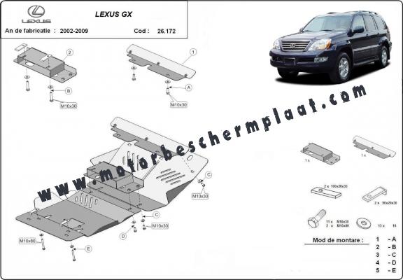 Motor  Beschermplaat voor Lexus GX- Aluminium