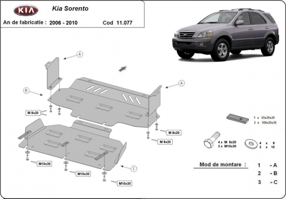 Motor en Radiator Beschermplaat voor Kia Sorento