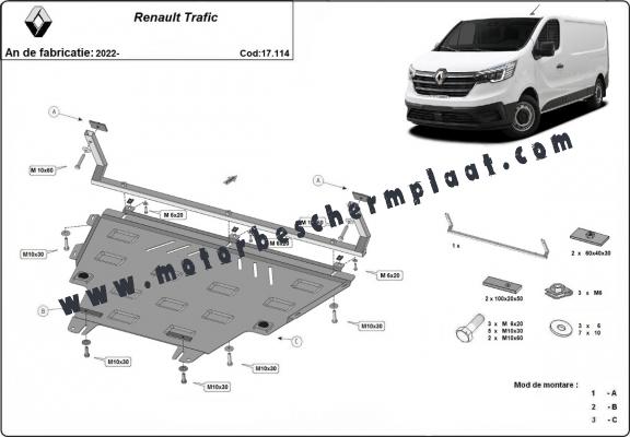 Motor, Versnellingsbak en Radiator Beschermplaat voor Renault Trafic