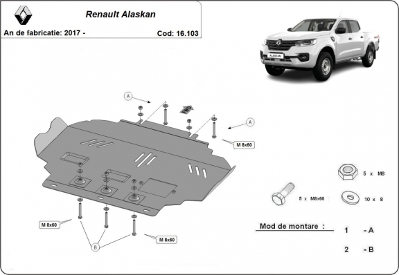 Motor Beschermplaat voor Renault Alaskan