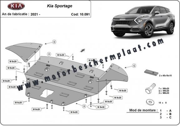 Motor, Versnellingsbak en Radiator Beschermplaat voor Kia Sportage