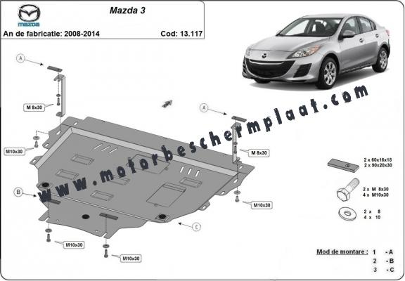 Motor, Versnellingsbak en Radiator Beschermplaat voor Mazda 3