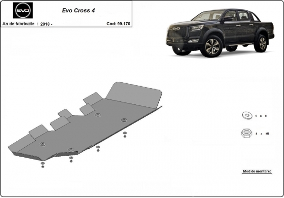 Brandstoftank Beschermplaat voor Evo Cross 4